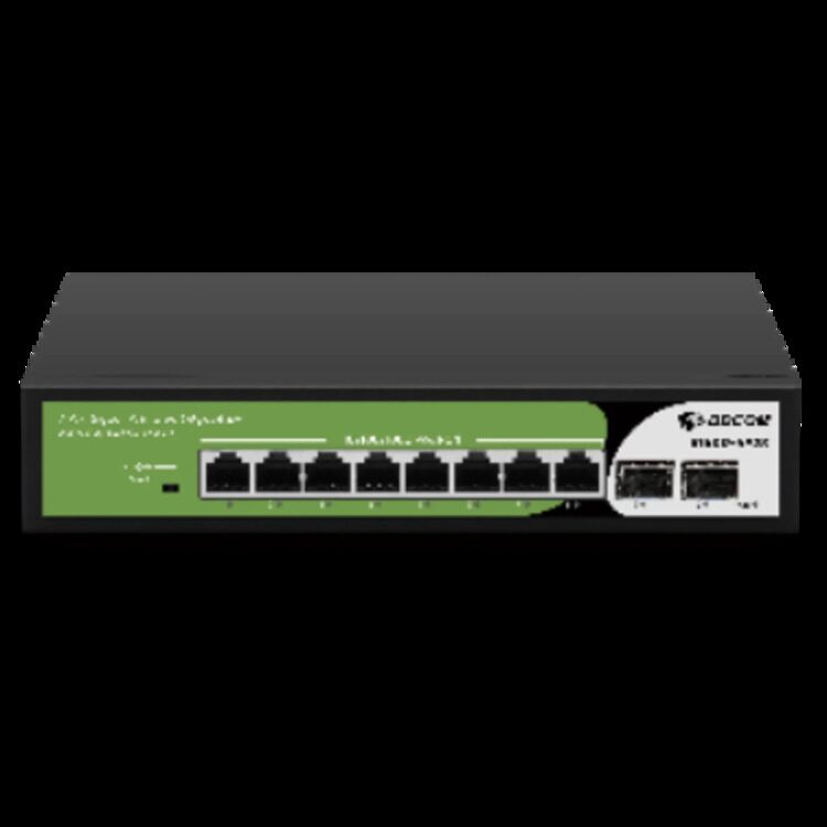 Неуправляемый PoE коммутатор, 8 портов GE PoE 110W + 2 порта uplink GE SFP