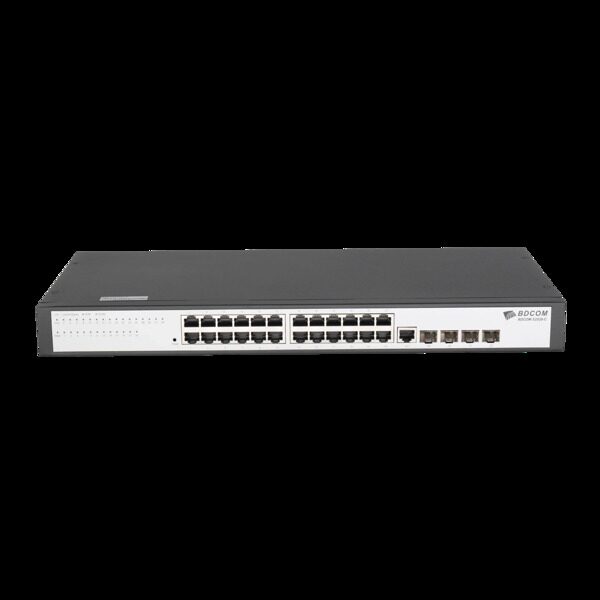 Управляемый коммутатор уровня 2 BDCOM S2528-C, 24x 10/100/1000Base-T, 4x combo 1G SFP/RJ45, 220VAC