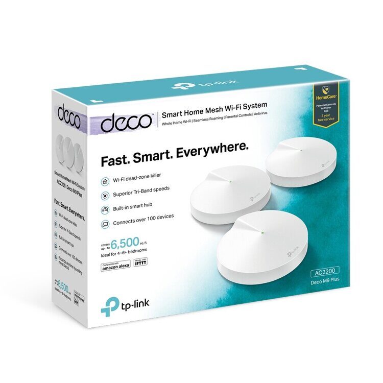 TP-Link Deco M9 Plus/AC2200 (3-Pack) Усилитель Wi-Fi сигнала, Точка доступа