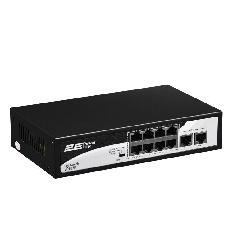 2E Коммутатор PowerLink SP802G 10xGE (8xGE PoE, 2xGE Uplink, 120W), неуправляемый