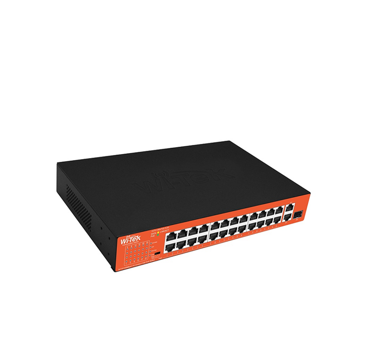 Неуправляемый 200W PoE коммутатор Wi-Tek WI-PS526GH 10/100M