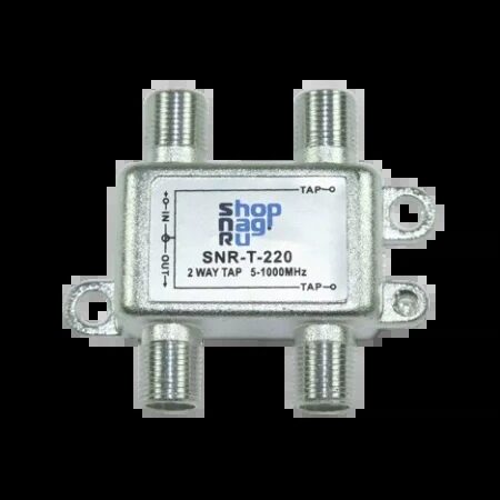 Ответвитель абонентский SNR-T-218 на 2 отвода, вносимое затухание IN-TAP 18dB. Ответвитель абонентский SNR-T-218 на 2 отвода, вносимое затухание IN-TAP 18dB.