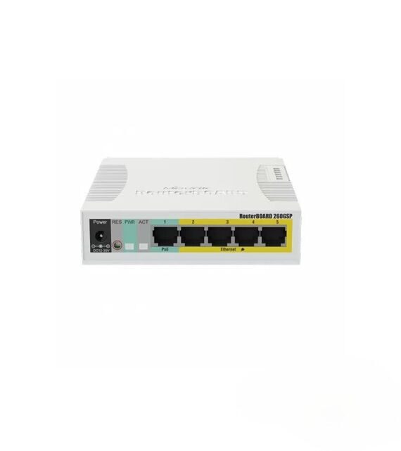 Коммутатор PoE MikroTik. Артикул CSS106-1G-4P-1S (RB260GSP)