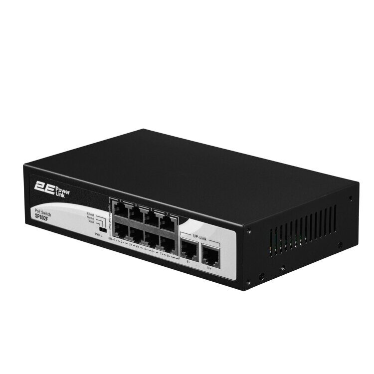 2E Коммутатор PowerLink SP802F 10xFE (8xFE PoE, 2xFE Uplink, 96W), неуправляемый