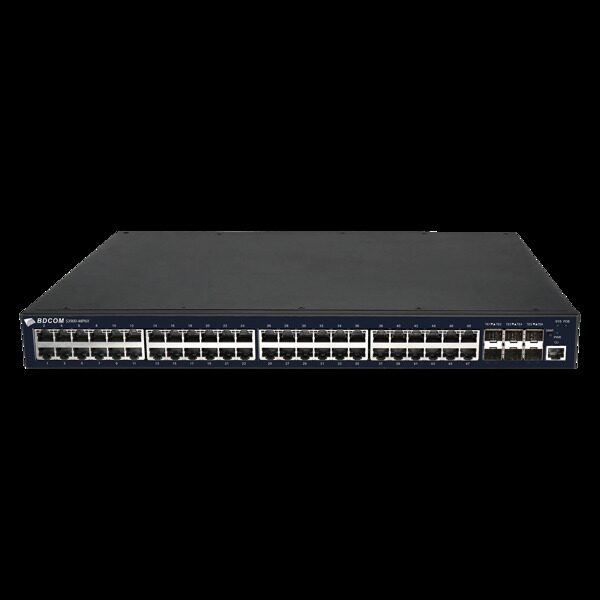 Управляемый PoE коммутатор уровня 3 BDCOM S3900-48P6X, 48x 10/100/1000BaseT PoE 802.3af/at до 740W, 6x 1/10GE SFP+, Hot Swap БП 1+1