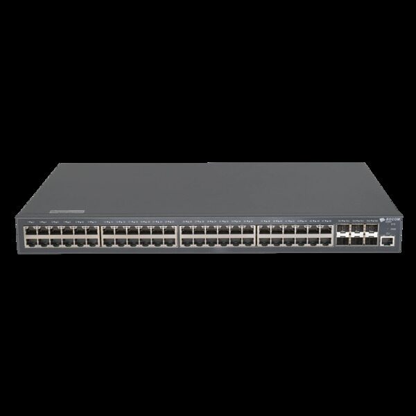 Управляемый PoE коммутатор уровня 3 BDCOM S2900-48P6X, 48x 10/100/1000Base-T PoE 802.3af/at до 740W, 6x 1/10GE SFP+, 220VAC + 44-57VDC