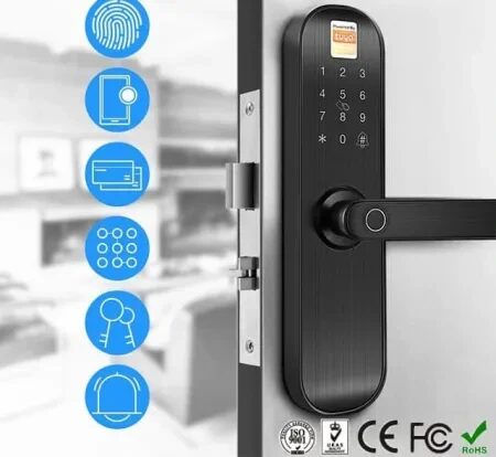Дверной Wi-Fi замок с поддержкой отпечатка, кода, карты Tuya Smart (PST-E202)