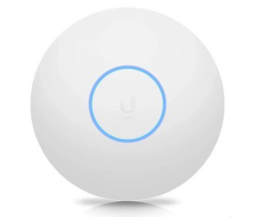 UBIQUITI U6 Long-Range; WiFi 6; 8 spatial streams; 185 m² (2,000 ft²) coverage; 350+ connected devices; Powered using PoE+; GbE uplink.